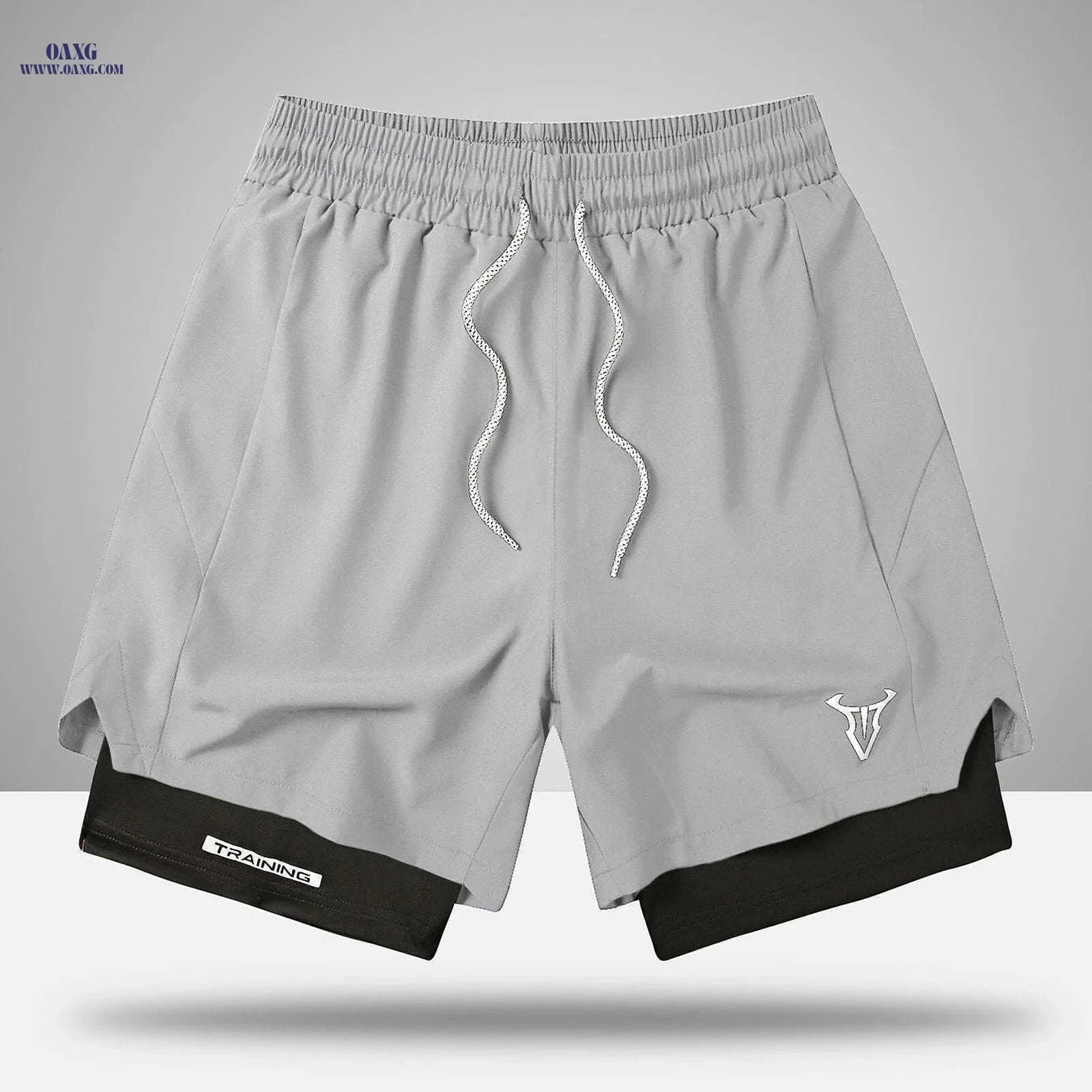 Men's Sports Shorts - Regular Fit, Geometric Pattern, Stretch Fabric   OAXG 