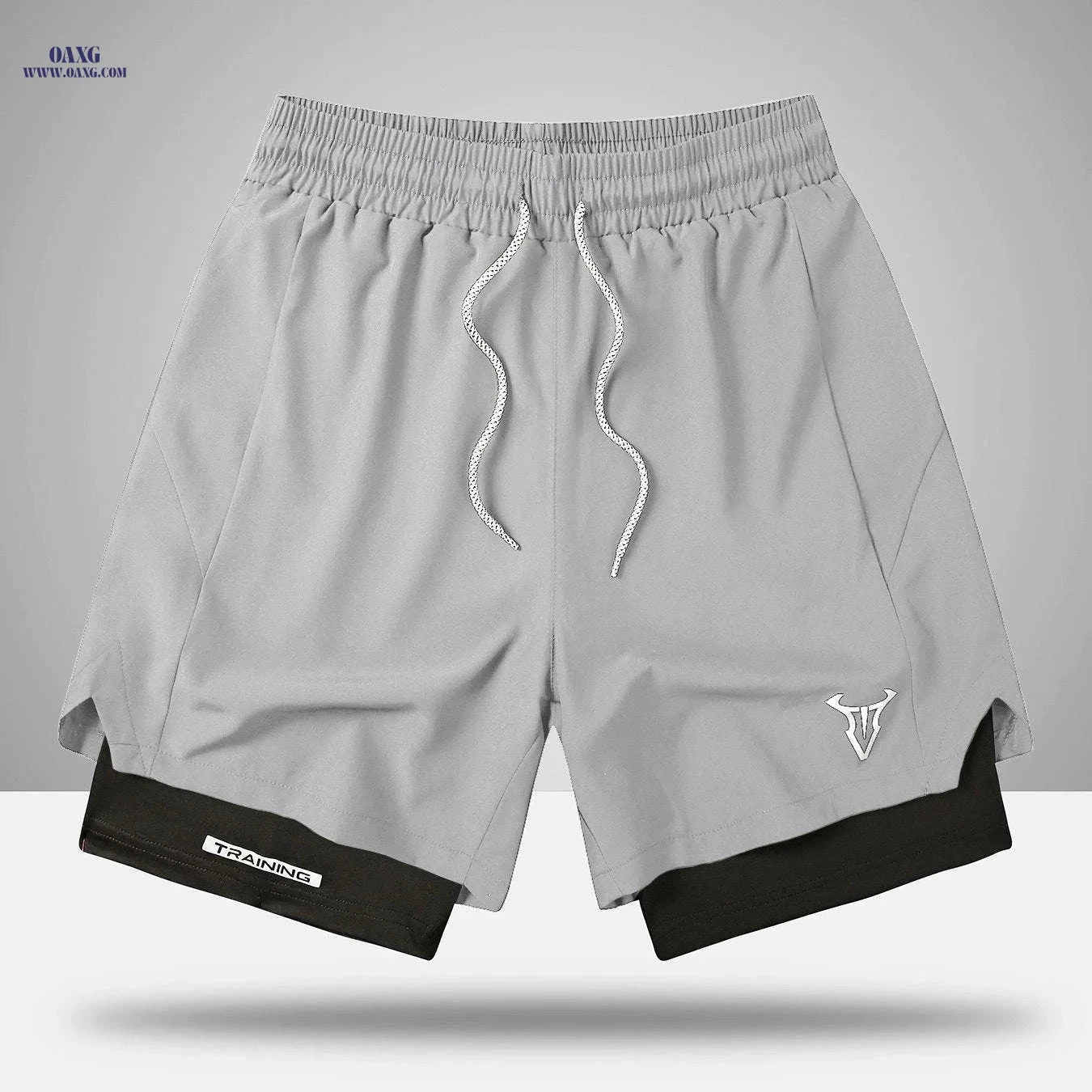 Men's Sports Shorts - Regular Fit, Geometric Pattern, Stretch Fabric   OAXG 