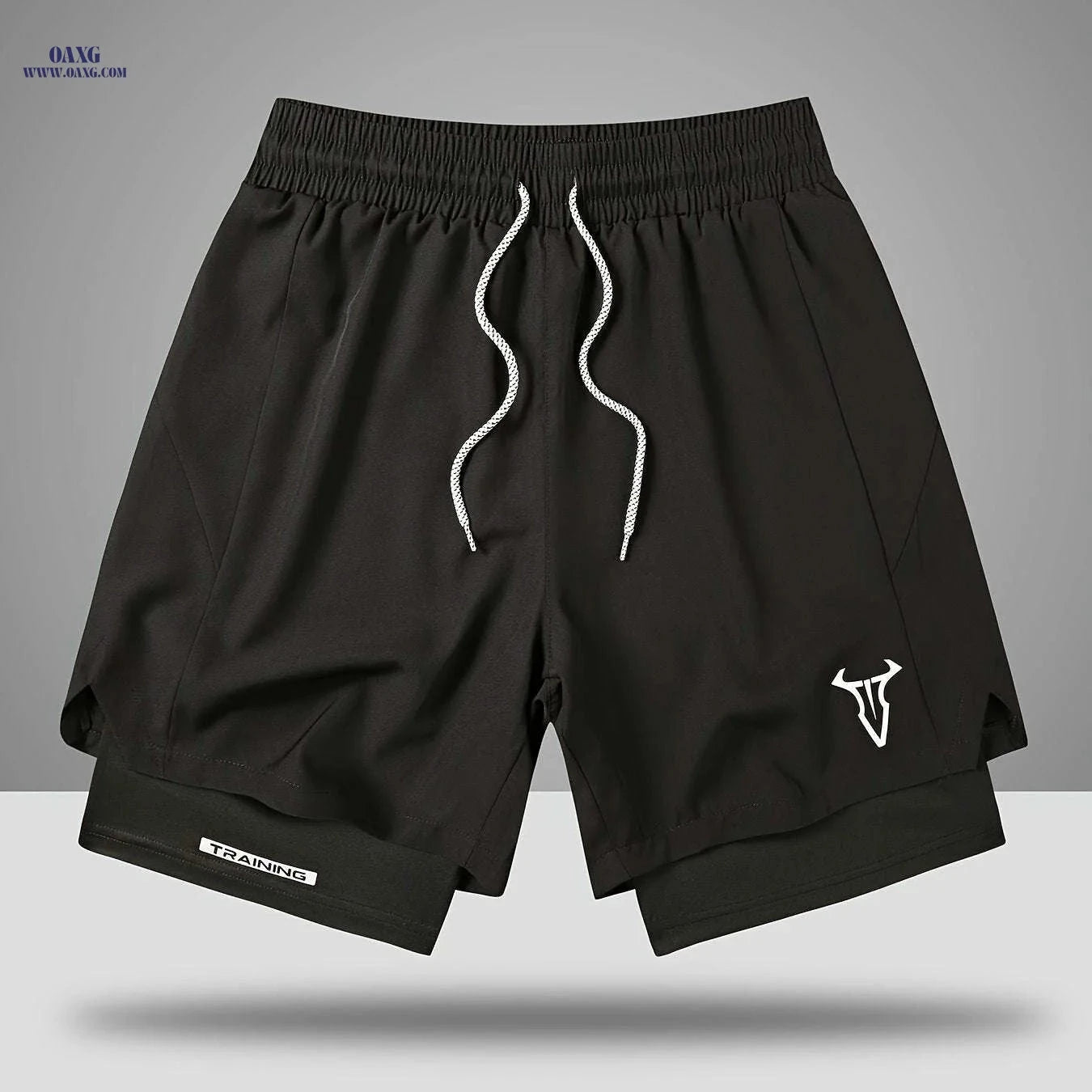 Men's Sports Shorts - Regular Fit, Geometric Pattern, Stretch Fabric   OAXG 