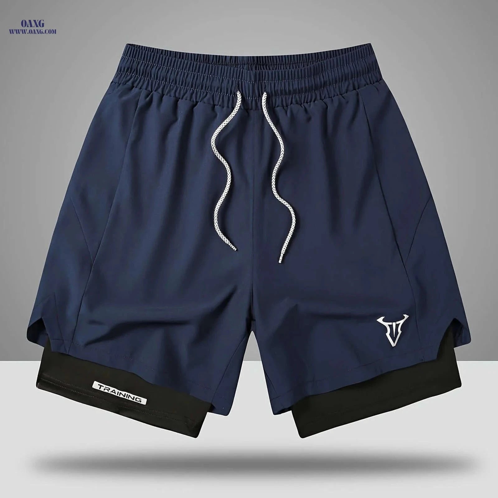 Men's Sports Shorts - Regular Fit, Geometric Pattern, Stretch Fabric   OAXG 
