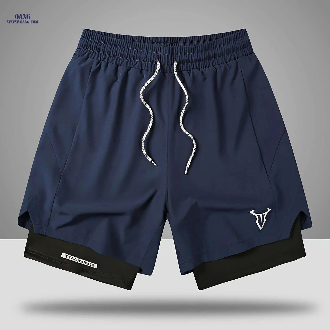 Men's Sports Shorts - Regular Fit, Geometric Pattern, Stretch Fabric   OAXG 
