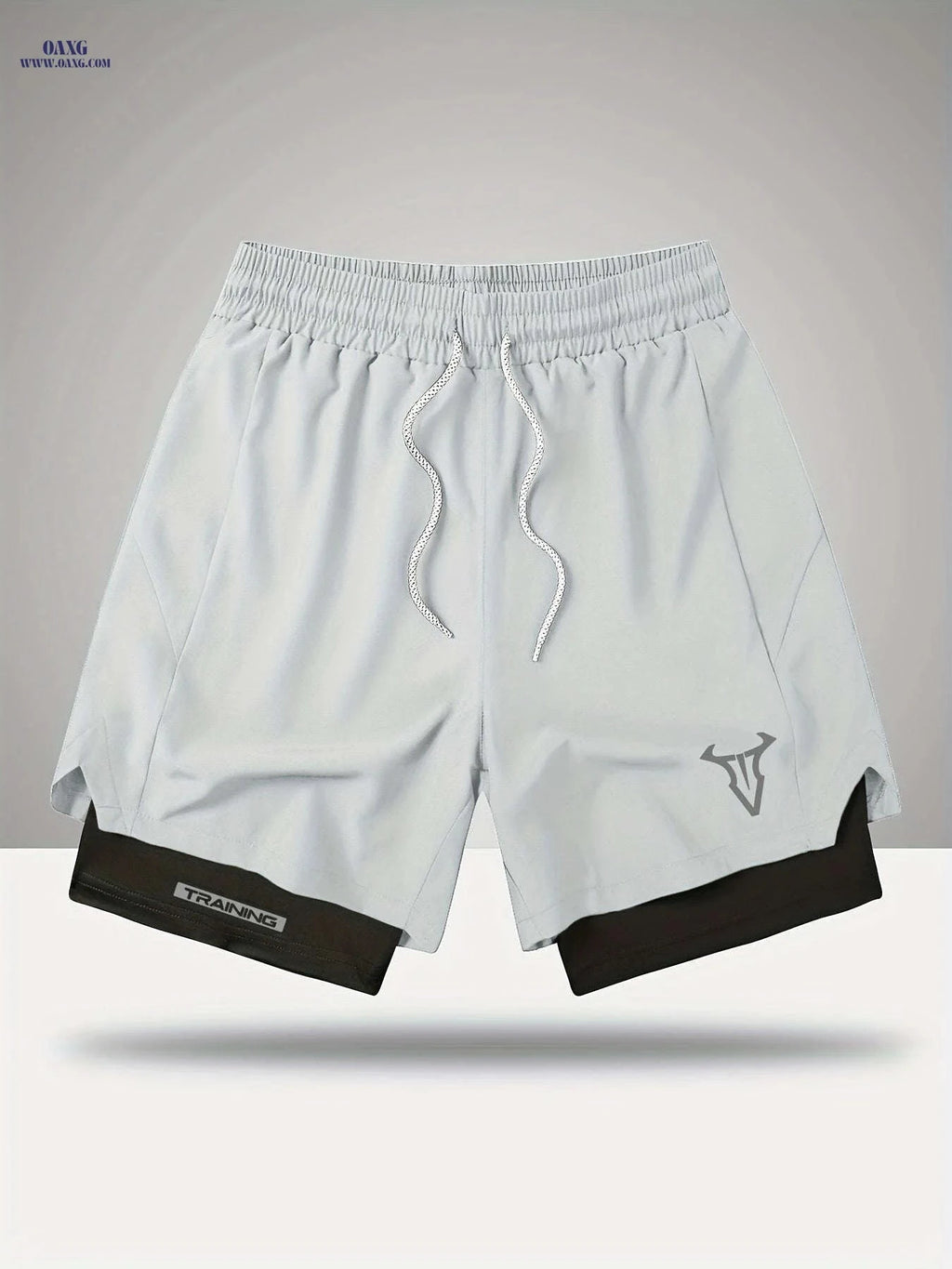 Men's Sports Shorts - Regular Fit, Geometric Pattern, Stretch Fabric   OAXG 