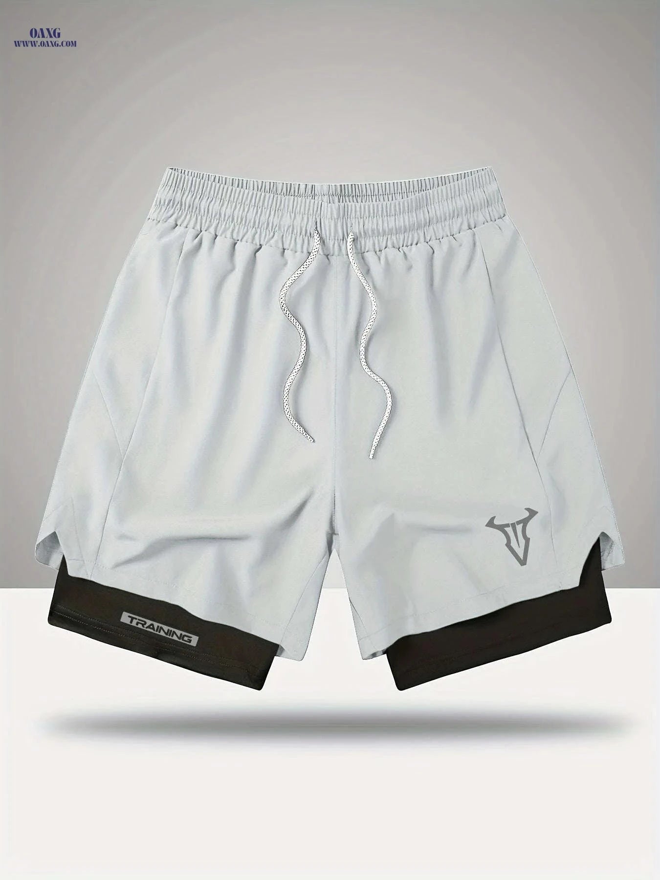 Men's Sports Shorts - Regular Fit, Geometric Pattern, Stretch Fabric   OAXG 