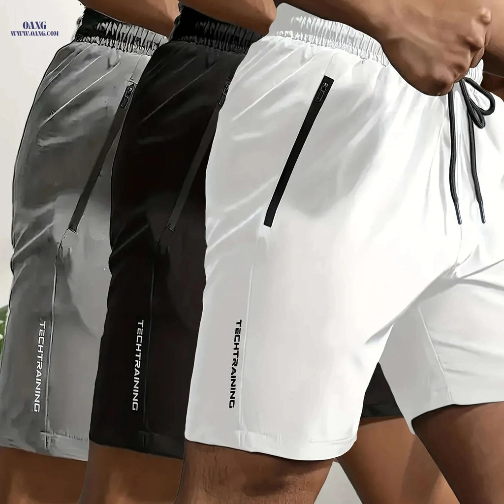 Men's Sports Shorts Set - Breathable Quick-Dry Fabric & Pockets   OAXG 