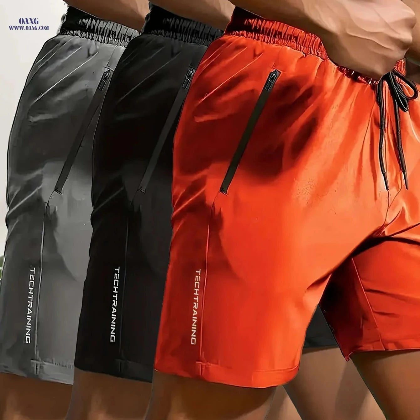 Men's Sports Shorts Set - Breathable Quick-Dry Fabric & Pockets   OAXG 