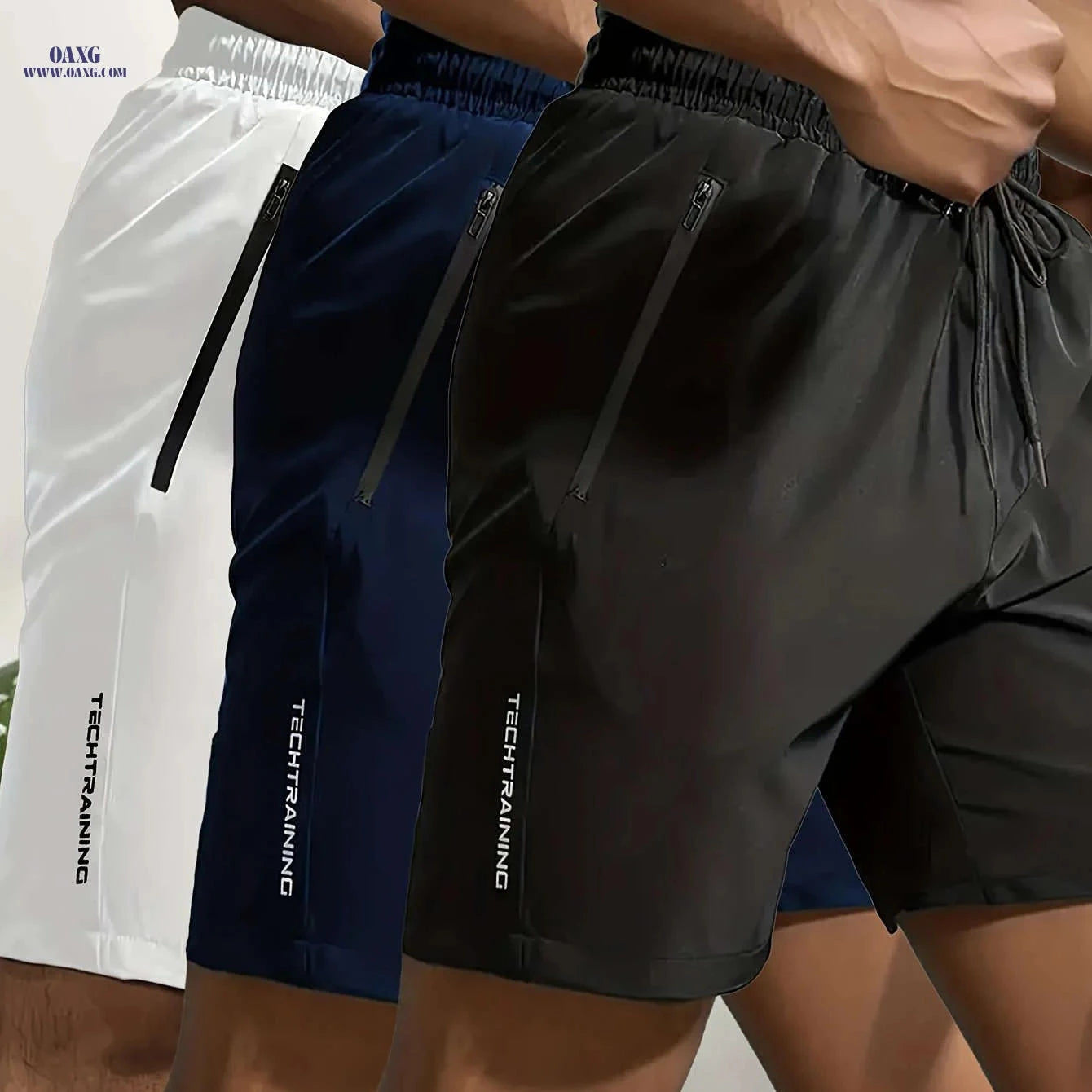 Men's Sports Shorts Set - Breathable Quick-Dry Fabric & Pockets   OAXG 