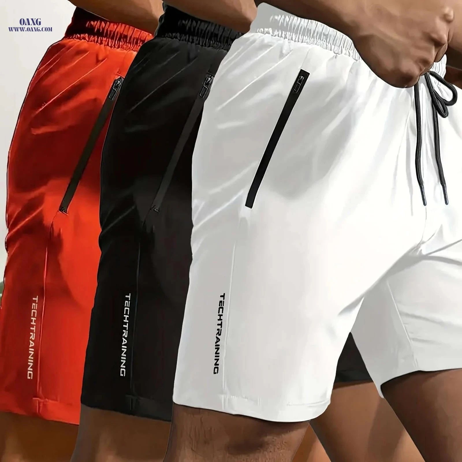 Men's Sports Shorts Set - Breathable Quick-Dry Fabric & Pockets   OAXG 