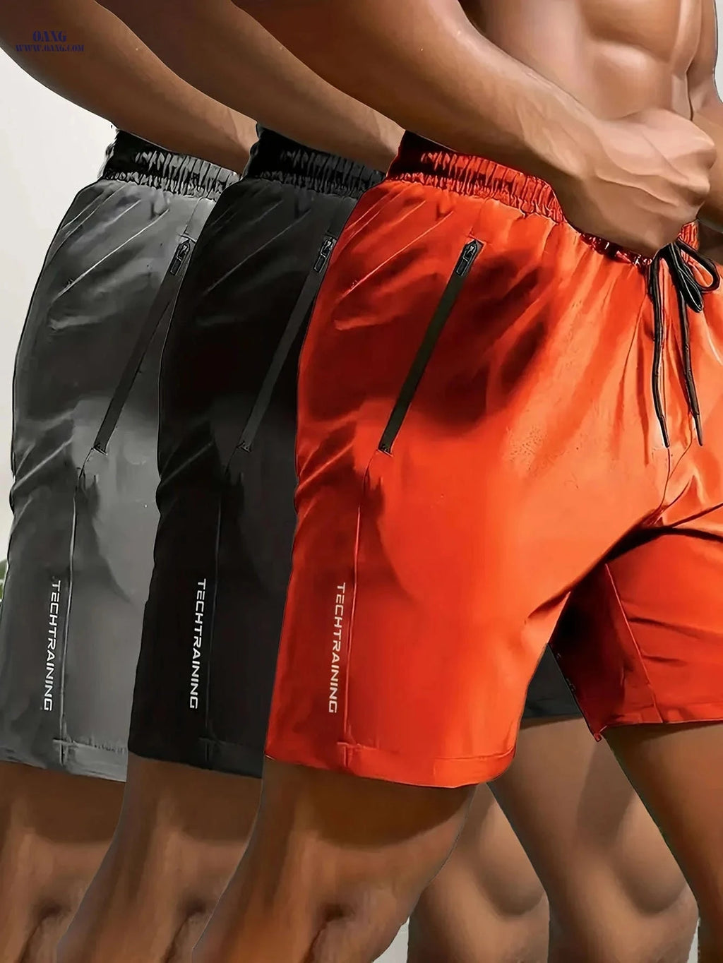 Men's Sports Shorts Set - Breathable Quick-Dry Fabric & Pockets   OAXG White+Black+Grey / FR S