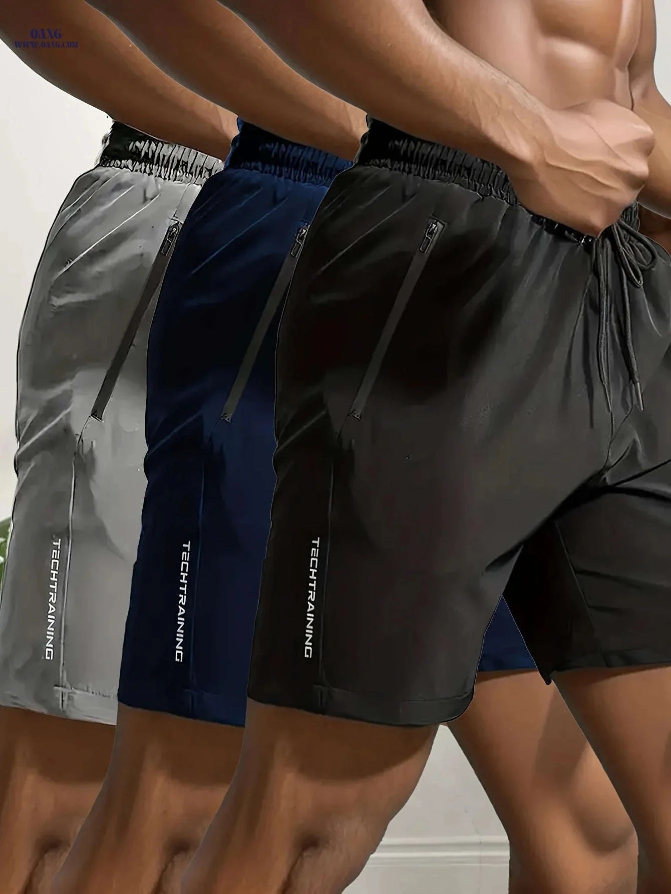 Men's Sports Shorts Set - Breathable Quick-Dry Fabric & Pockets   OAXG 