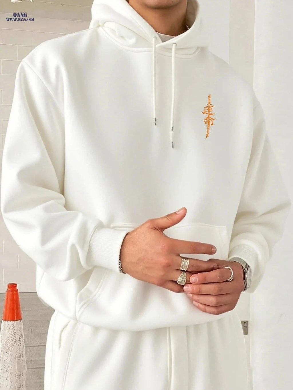 Men's Sporty Casual Hooded Sweatshirt - Autumn/Winter Loose Fit   OAXG White / FR S