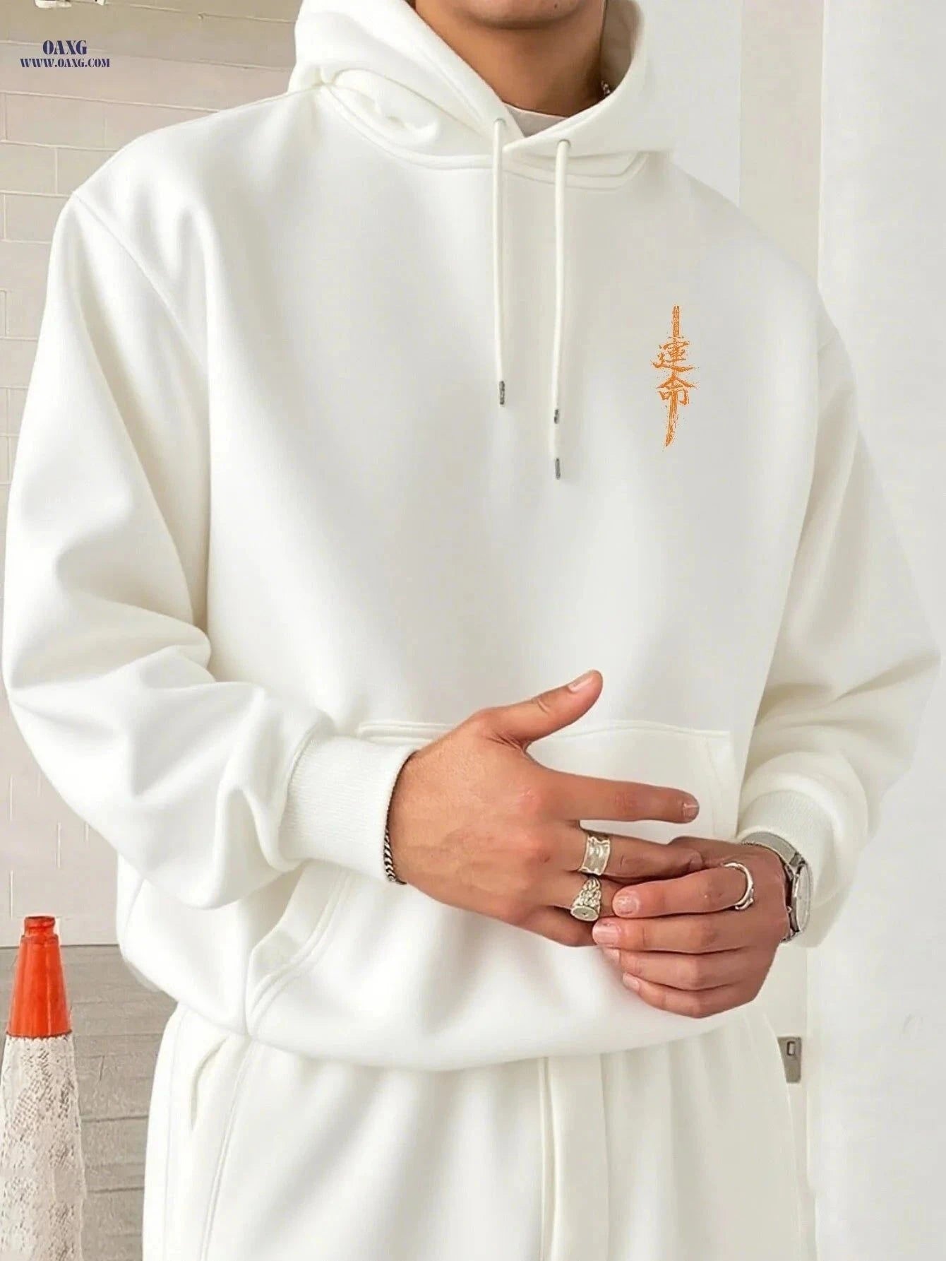 Men's Sporty Casual Hooded Sweatshirt - Autumn/Winter Loose Fit   OAXG White / FR S