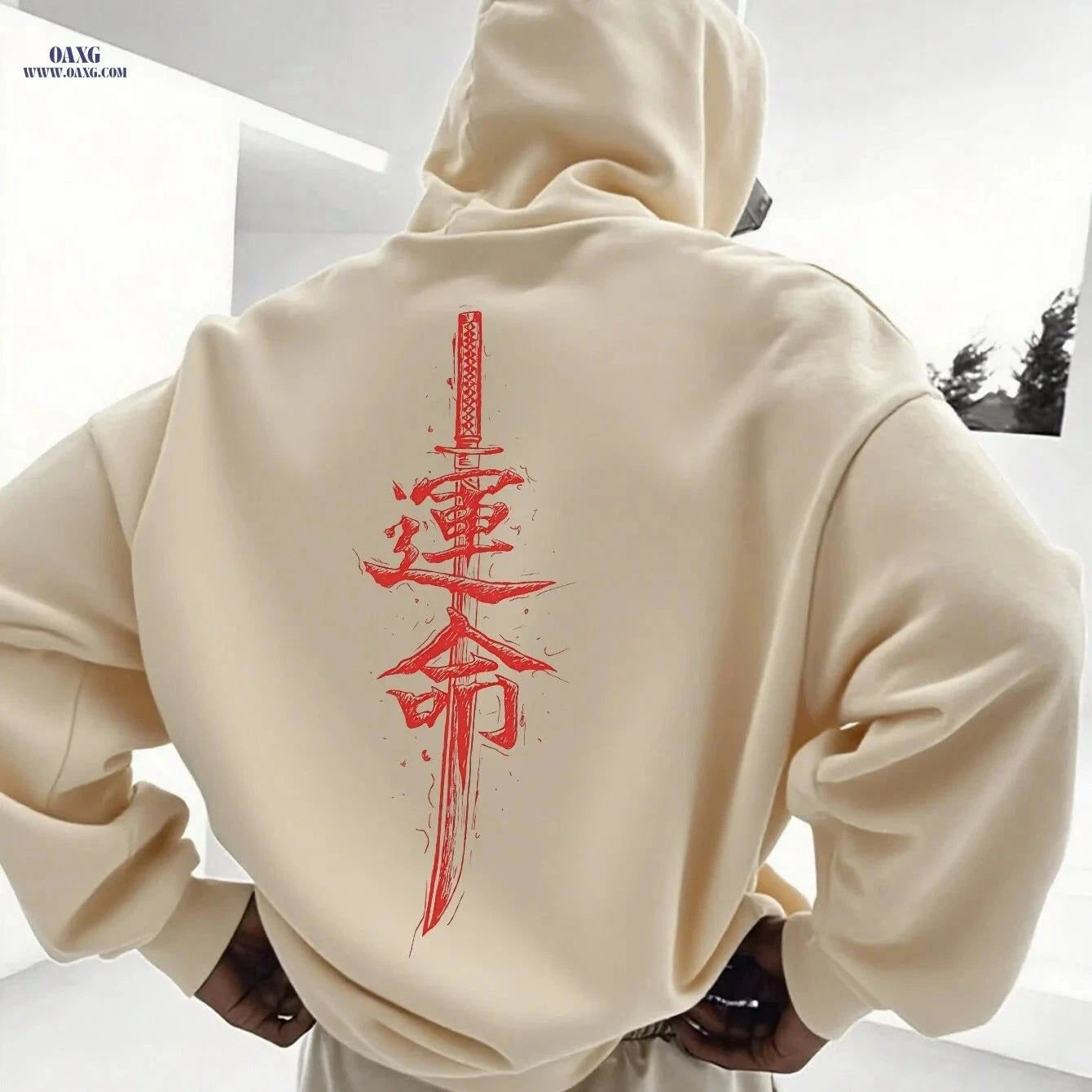 Men's Sporty Casual Hooded Sweatshirt - Autumn/Winter Loose Fit   OAXG White / FR S