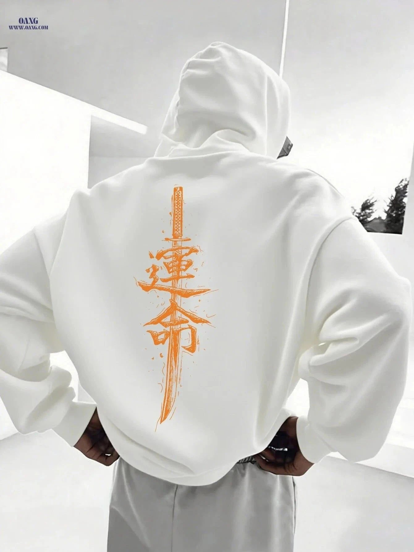 Men's Sporty Casual Hooded Sweatshirt - Autumn/Winter Loose Fit   OAXG White / FR S