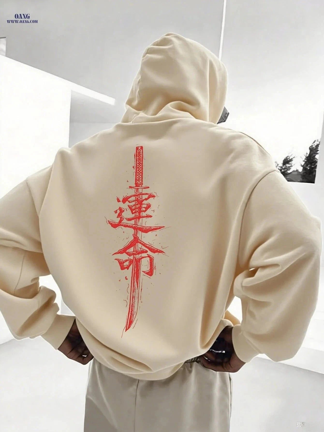 Men's Sporty Casual Hooded Sweatshirt - Autumn/Winter Loose Fit   OAXG White / FR S