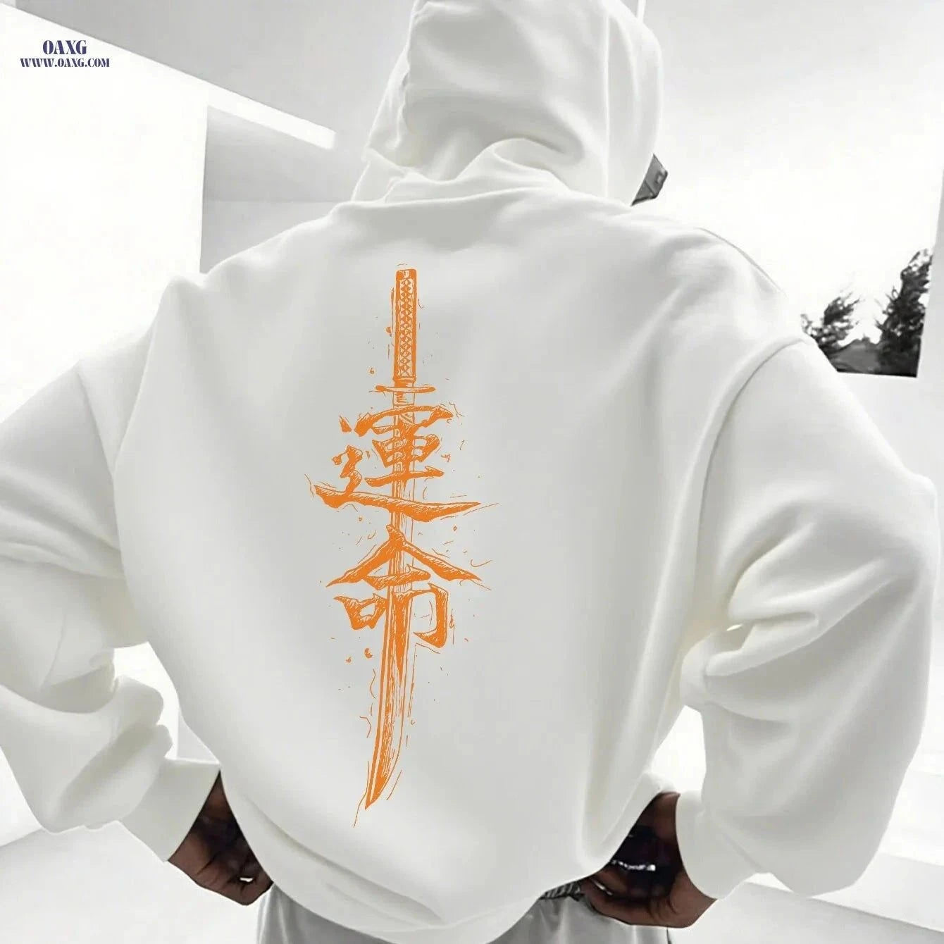 Men's Sporty Casual Hooded Sweatshirt - Autumn/Winter Loose Fit   OAXG White / FR S
