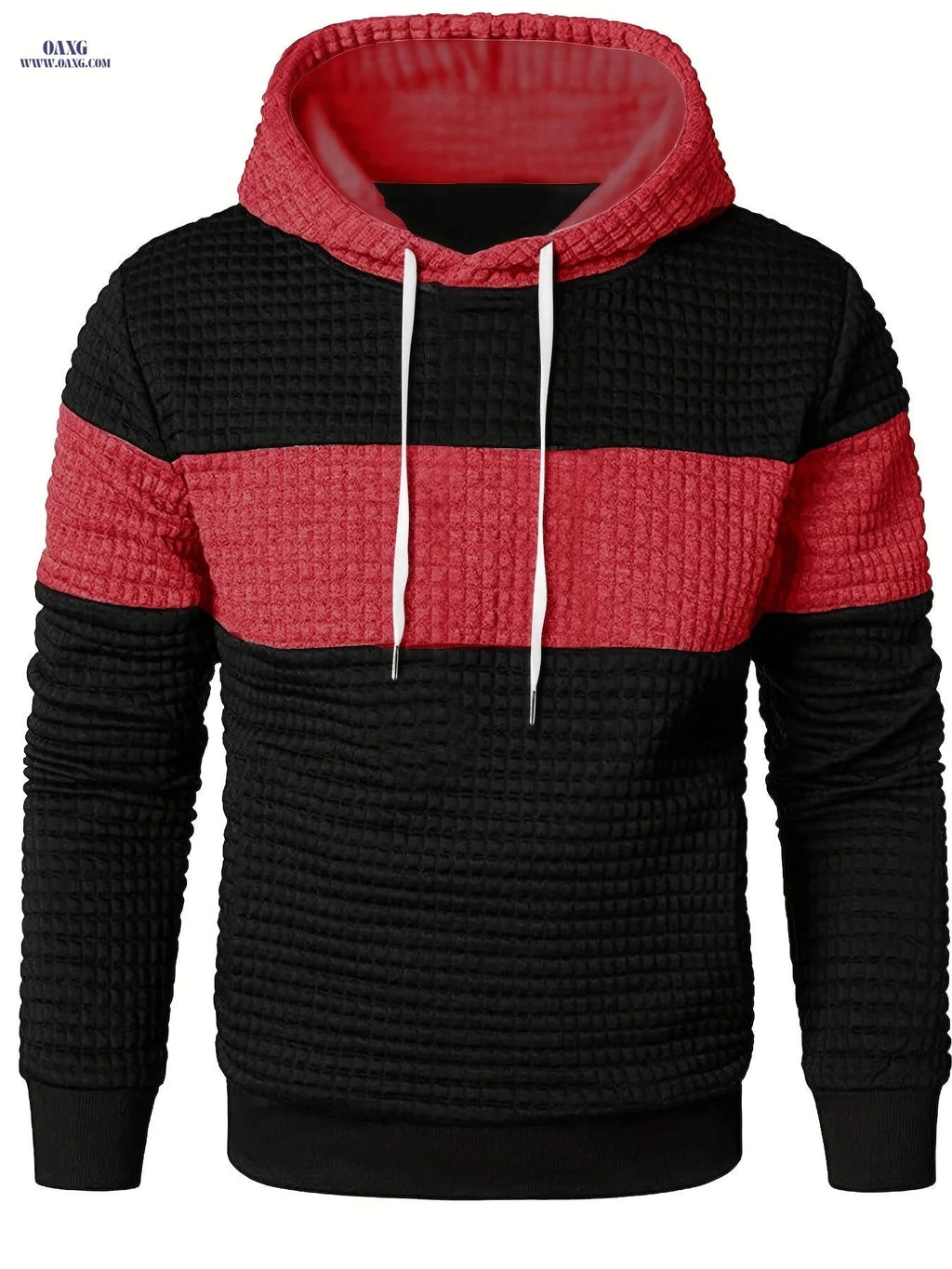 Men's Sporty Fashion Hoodie - Color Block, Comfortable Regular Fit   OAXG Navy Blue Clashes With Gray / FR S