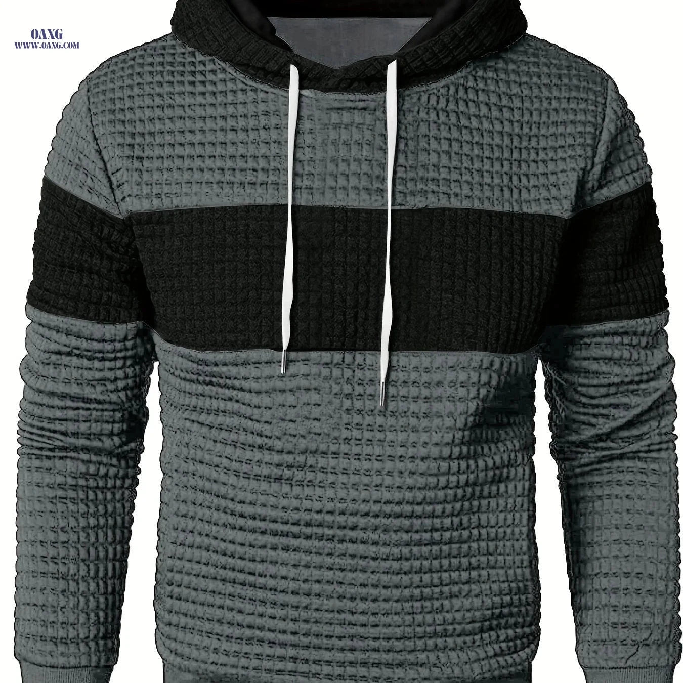 Men's Sporty Fashion Hoodie - Color Block, Comfortable Regular Fit   OAXG 