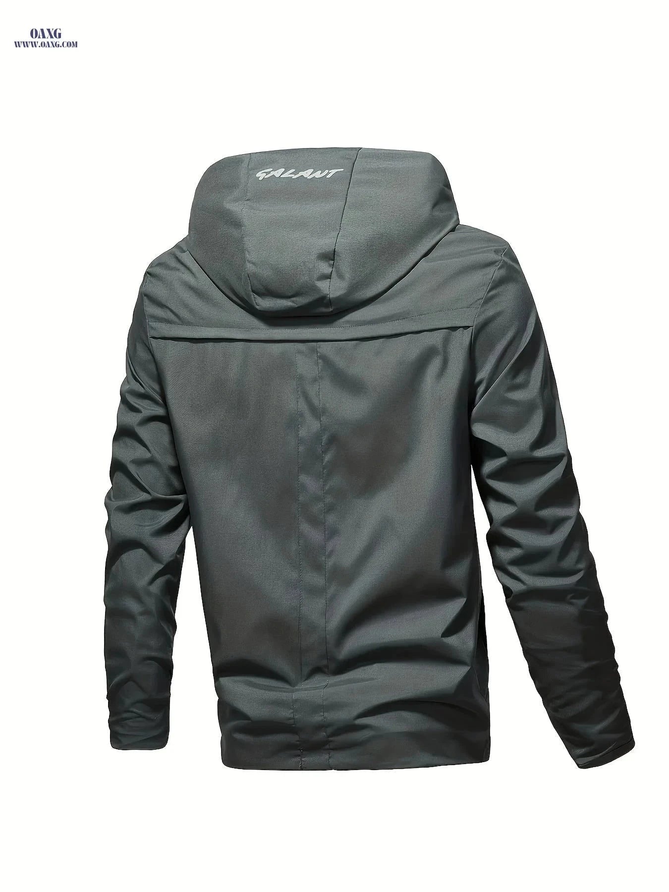 Men's Spring/Autumn Zip-Up Hoodie Jacket - Solid Color, Embroidered Print   OAXG Black / FR XS