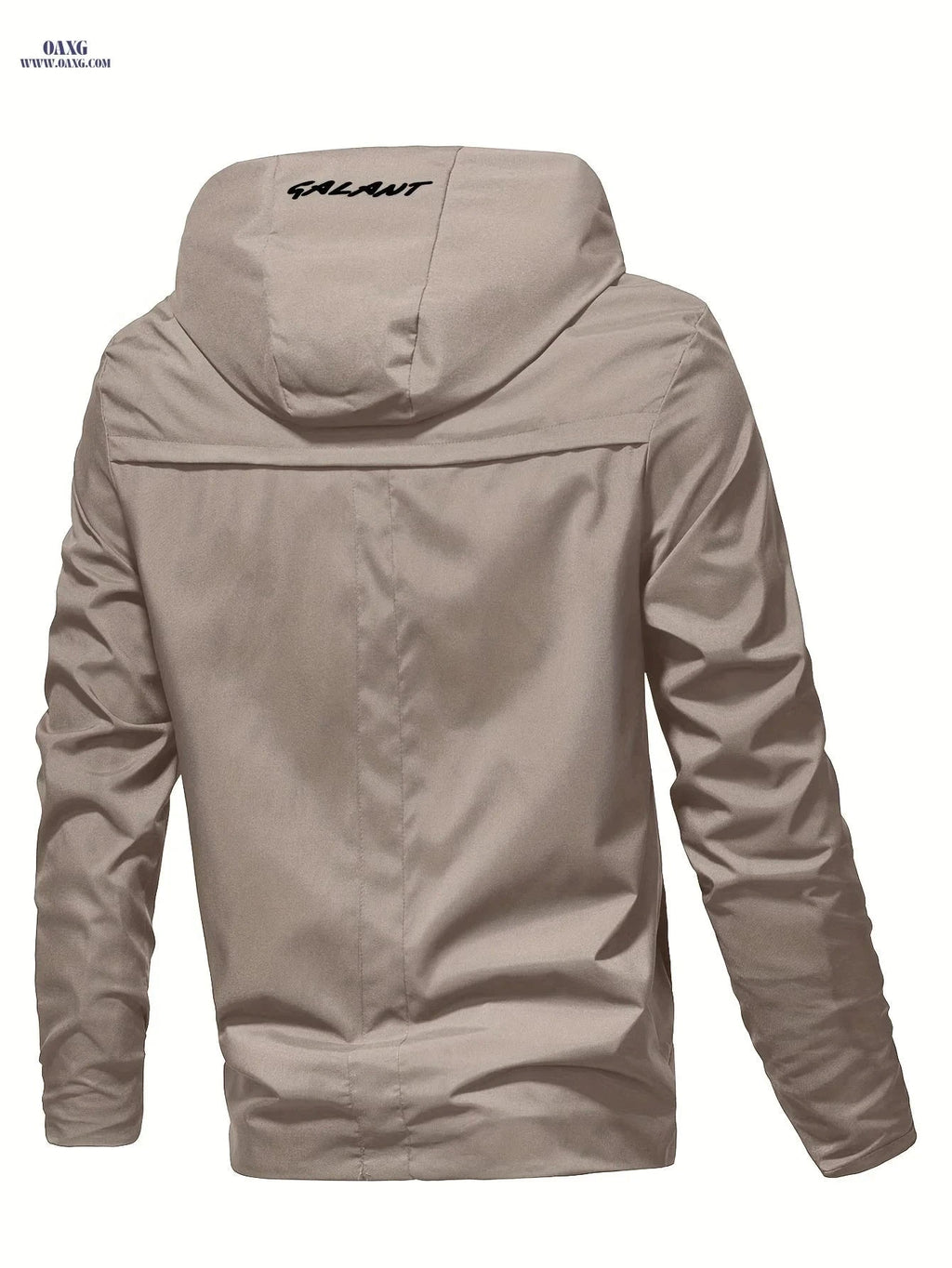 Men's Spring/Autumn Zip-Up Hoodie Jacket - Solid Color, Embroidered Print   OAXG Black / FR XS