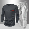 Men's Spring/Fall T-Shirt & Pants Set - Paris Letter Print Style   OAXG 