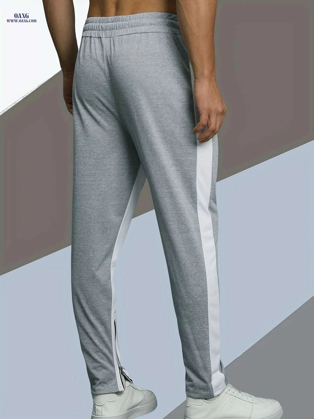Men's Spring Jogger Pants - Elastic Drawstring, Zipper Pockets, Streetwear   OAXG Navy Blue / S