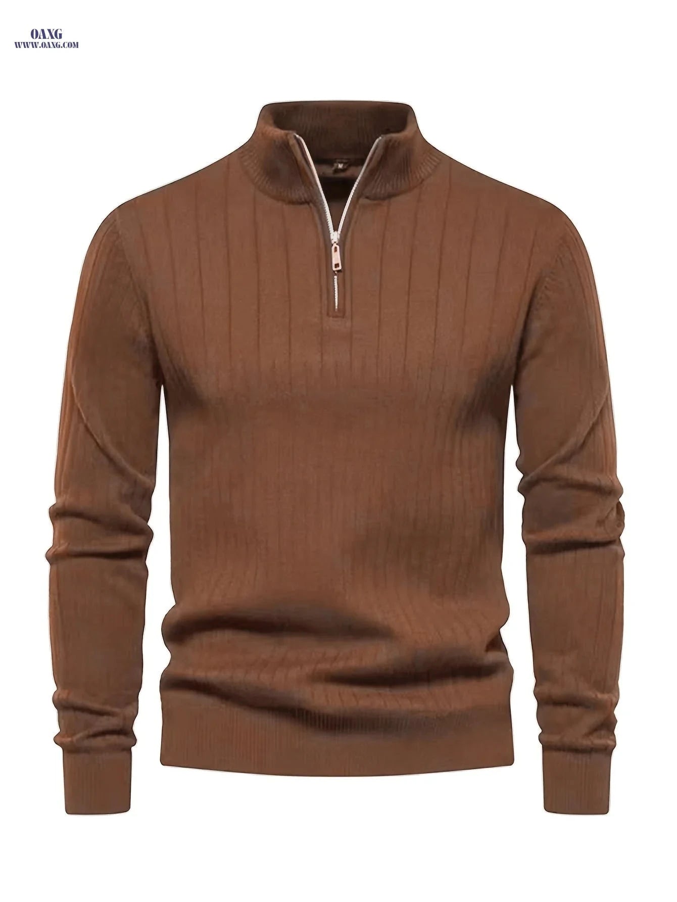 Men's Stand Collar Knit Pullover Sweater - Casual Fall/Winter Top   OAXG 