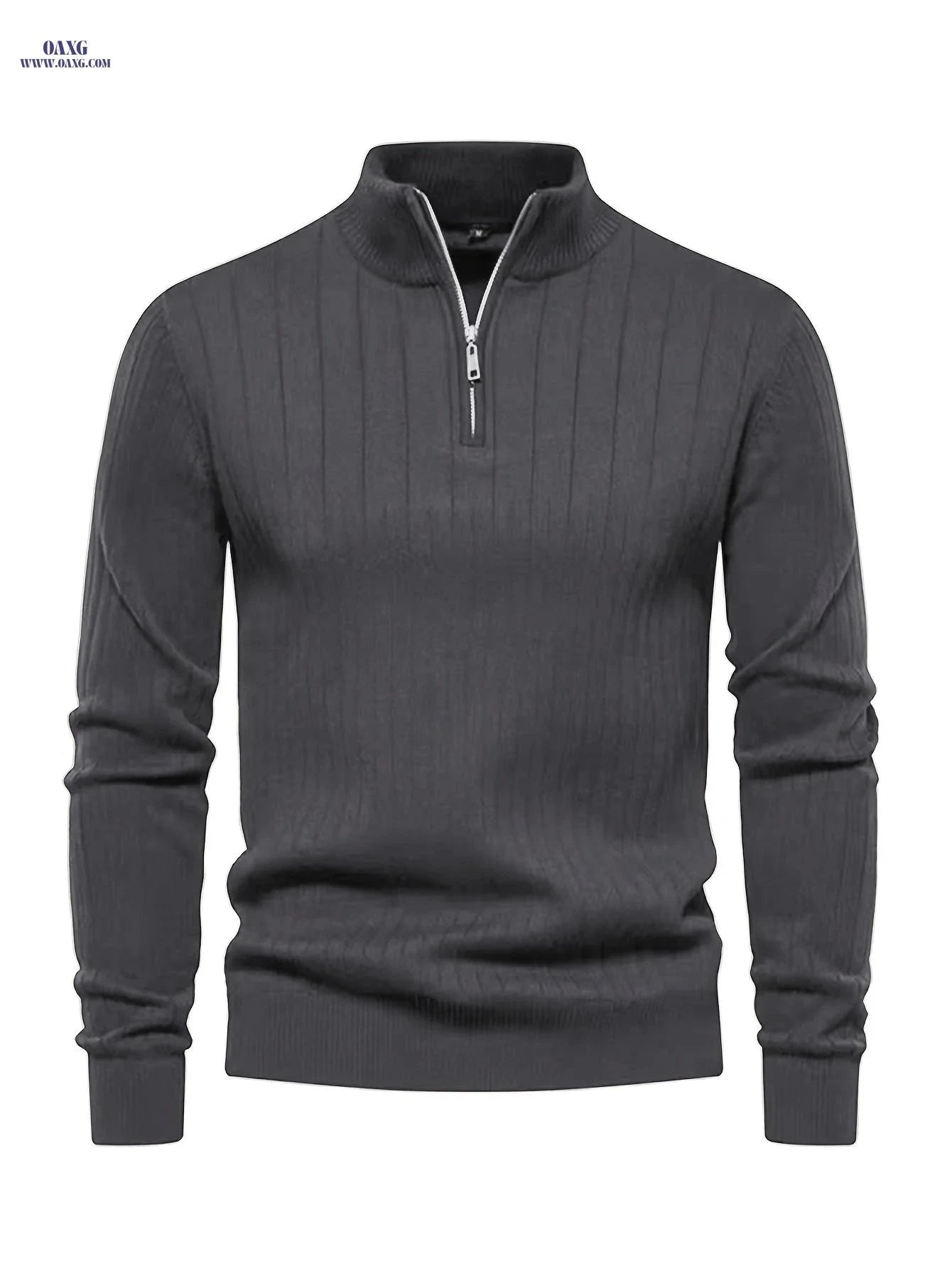 Men's Stand Collar Knit Pullover Sweater - Casual Fall/Winter Top   OAXG 