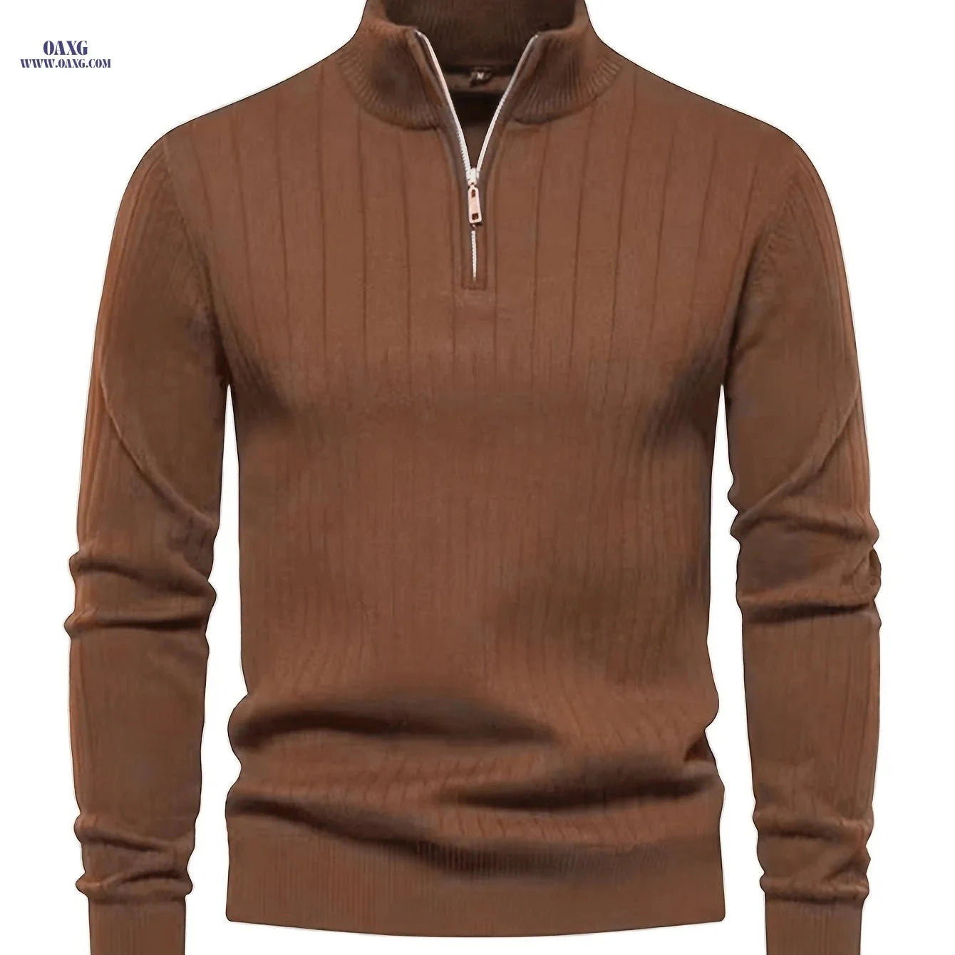 Men's Stand Collar Knit Pullover Sweater - Casual Fall/Winter Top   OAXG 