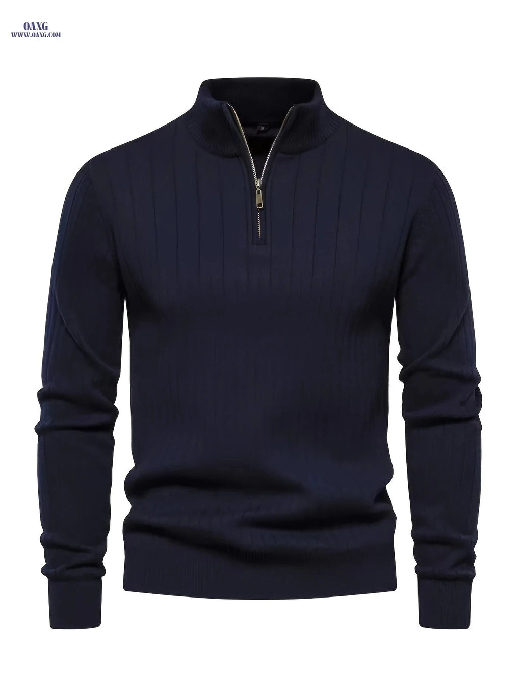 Men's Stand Collar Knit Pullover Sweater - Casual Fall/Winter Top   OAXG Rust / FR S