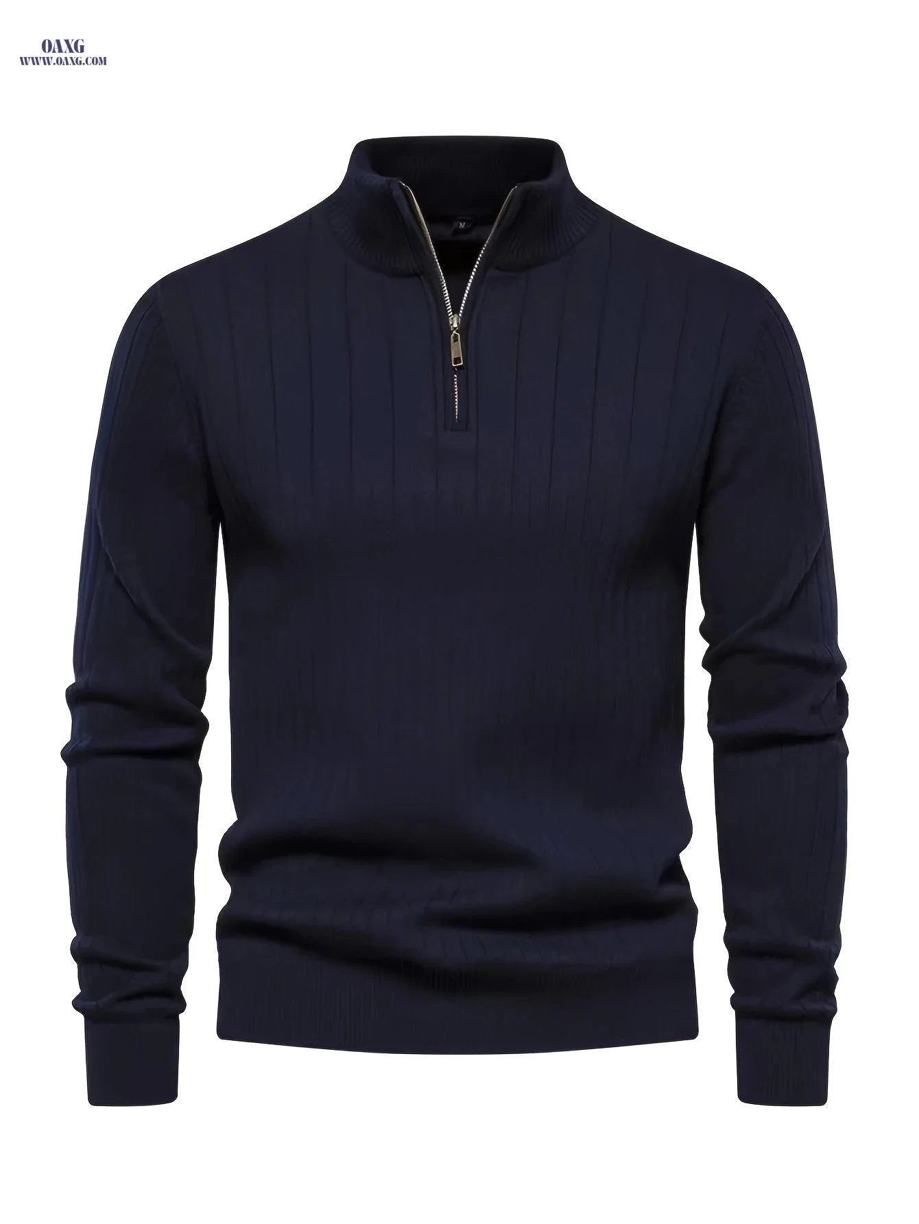 Men's Stand Collar Knit Pullover Sweater - Casual Fall/Winter Top   OAXG Rust / FR S