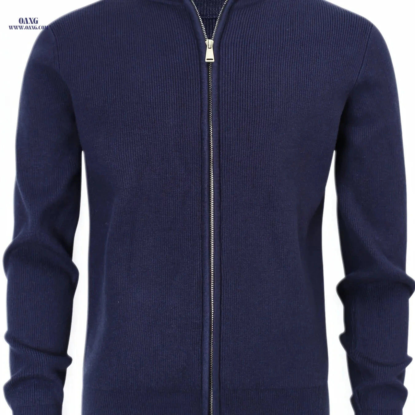 Men's Stand-Up Collar Zip-Up Cardigan - Casual Knit Sweater for Fall   OAXG 