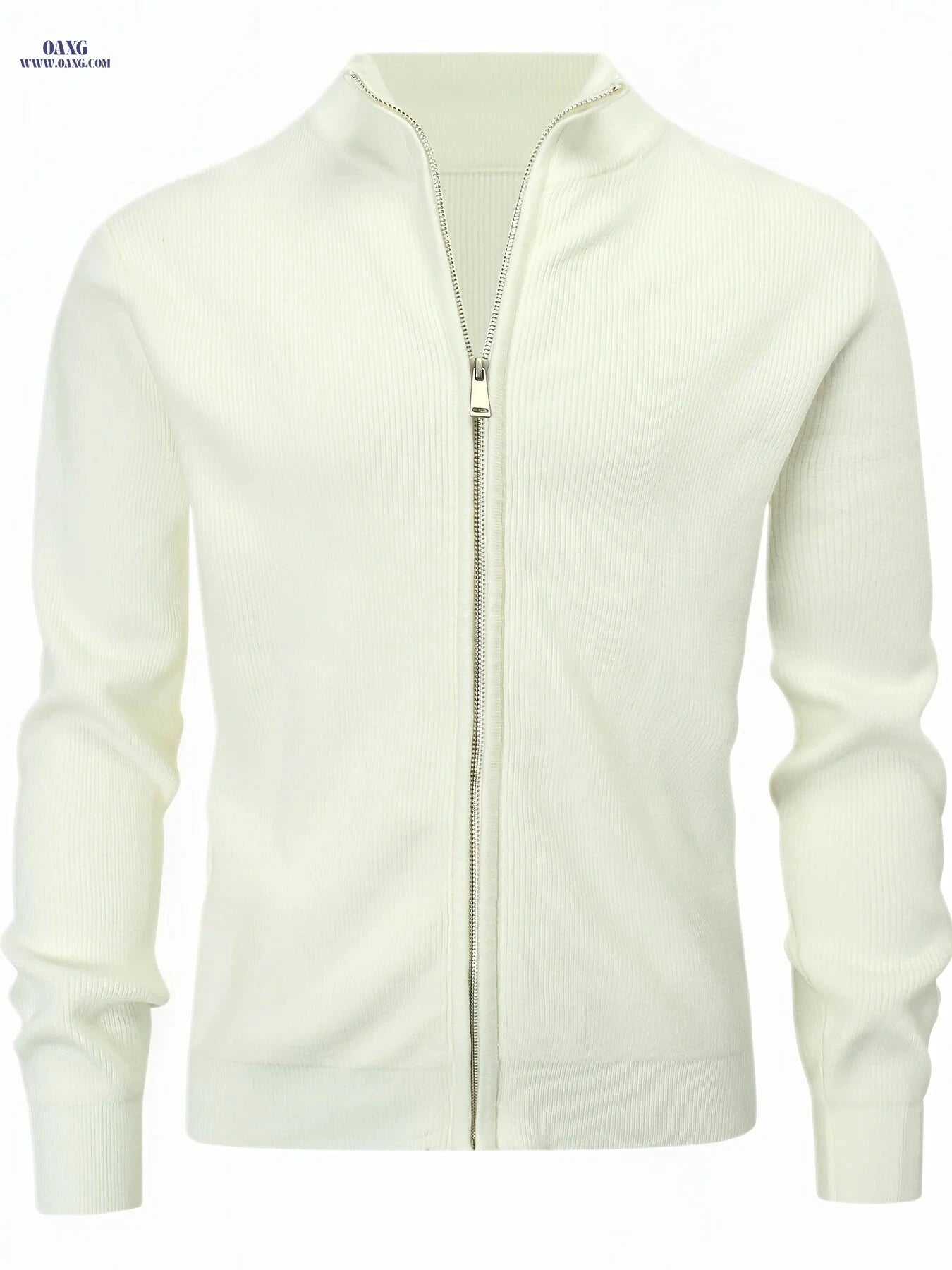 Men's Stand-Up Collar Zip-Up Cardigan - Casual Knit Sweater for Fall   OAXG 