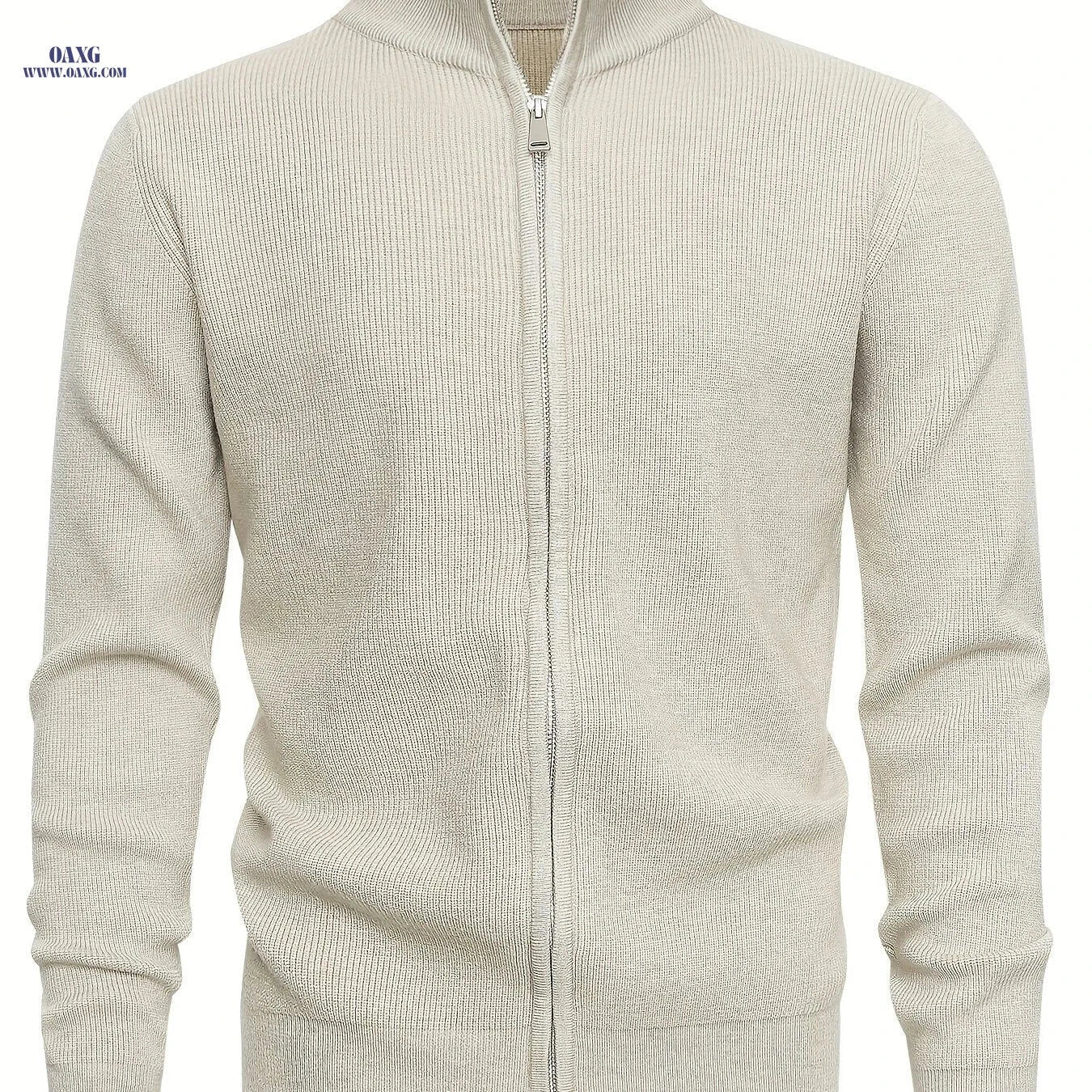 Men's Stand-Up Collar Zip-Up Cardigan - Casual Knit Sweater for Fall   OAXG 