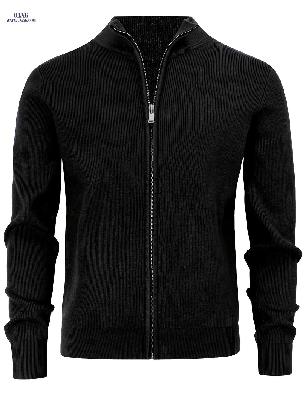 Men's Stand-Up Collar Zip-Up Cardigan - Casual Knit Sweater for Fall   OAXG 