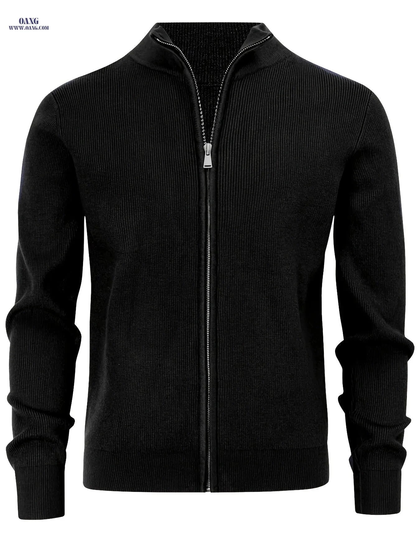 Men's Stand-Up Collar Zip-Up Cardigan - Casual Knit Sweater for Fall   OAXG 