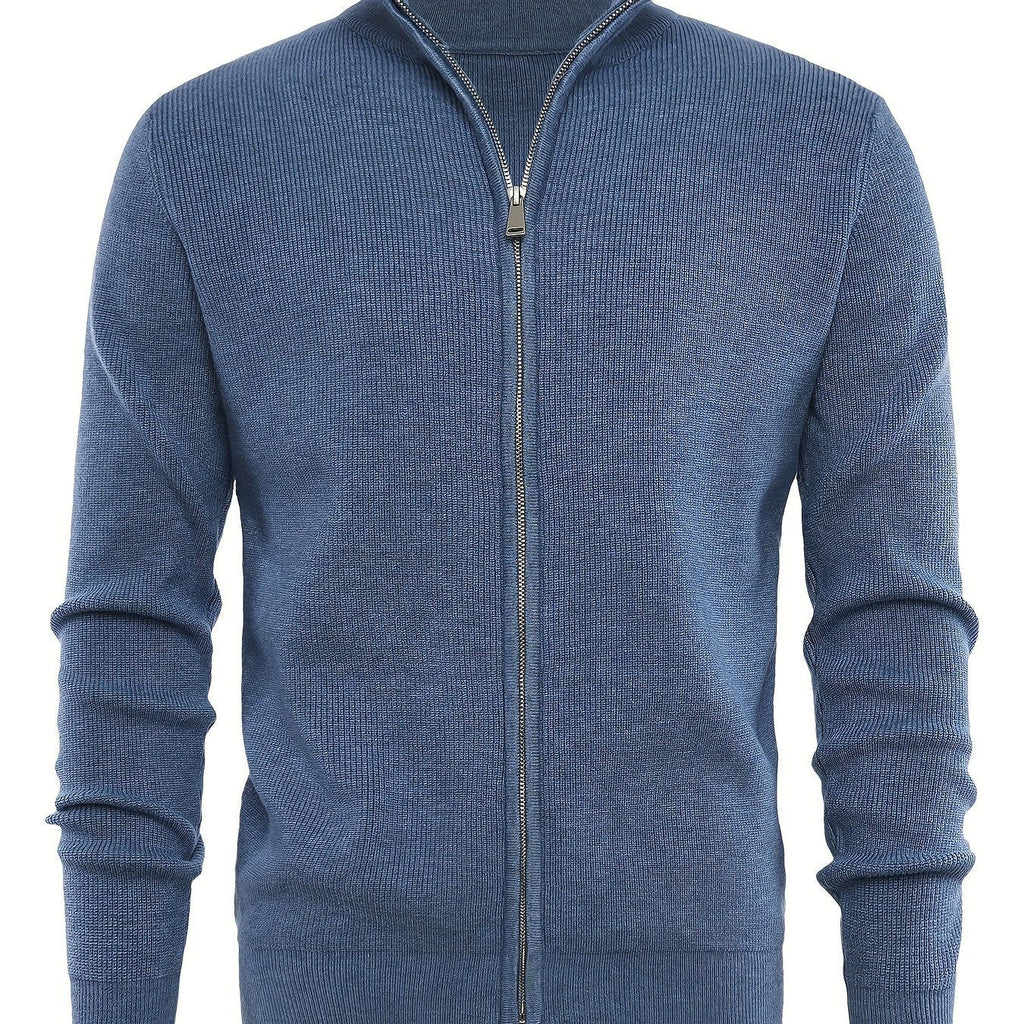 Men's Stand-Up Collar Zip-Up Cardigan - Casual Knit Sweater for Fall   OAXG 