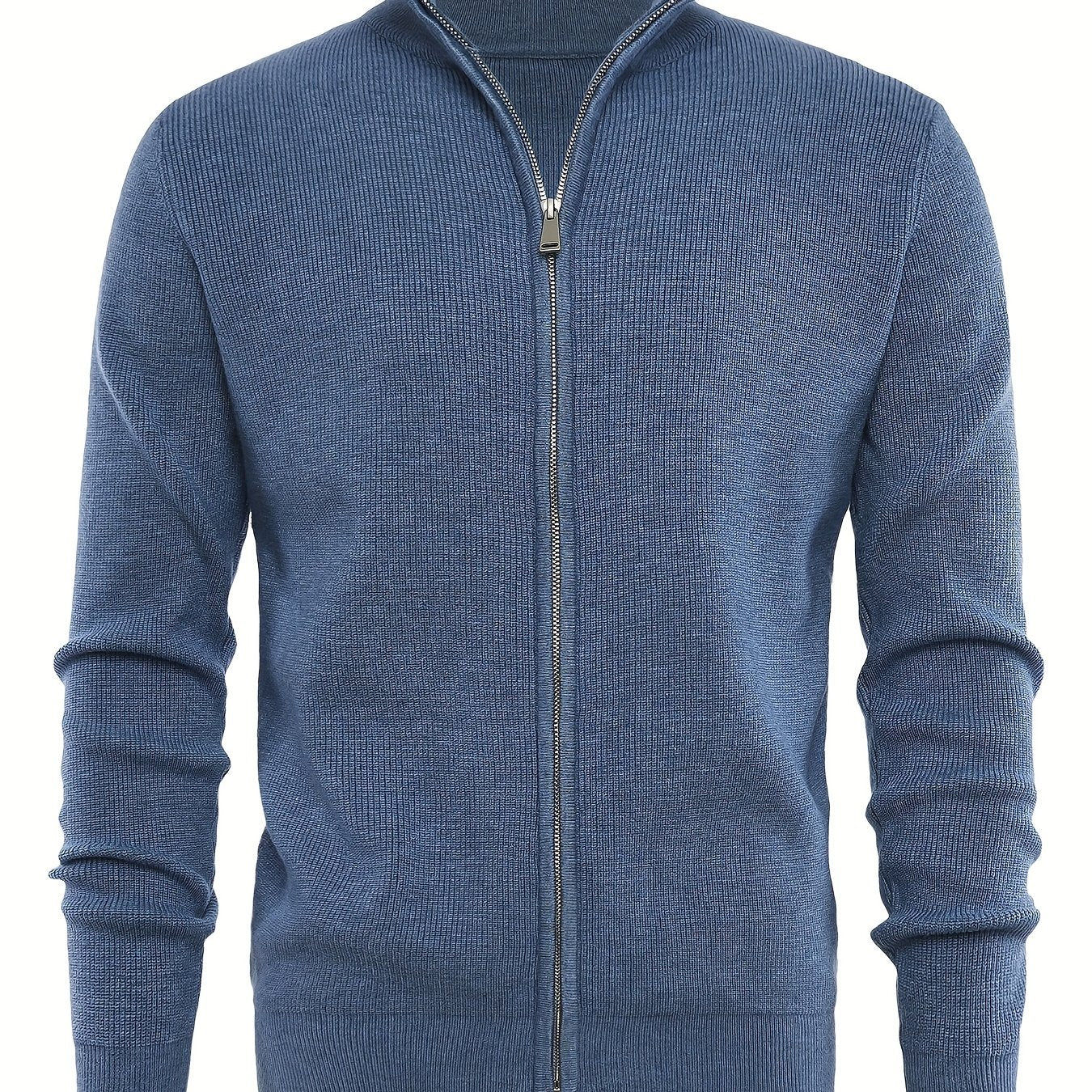 Men's Stand-Up Collar Zip-Up Cardigan - Casual Knit Sweater for Fall   OAXG 