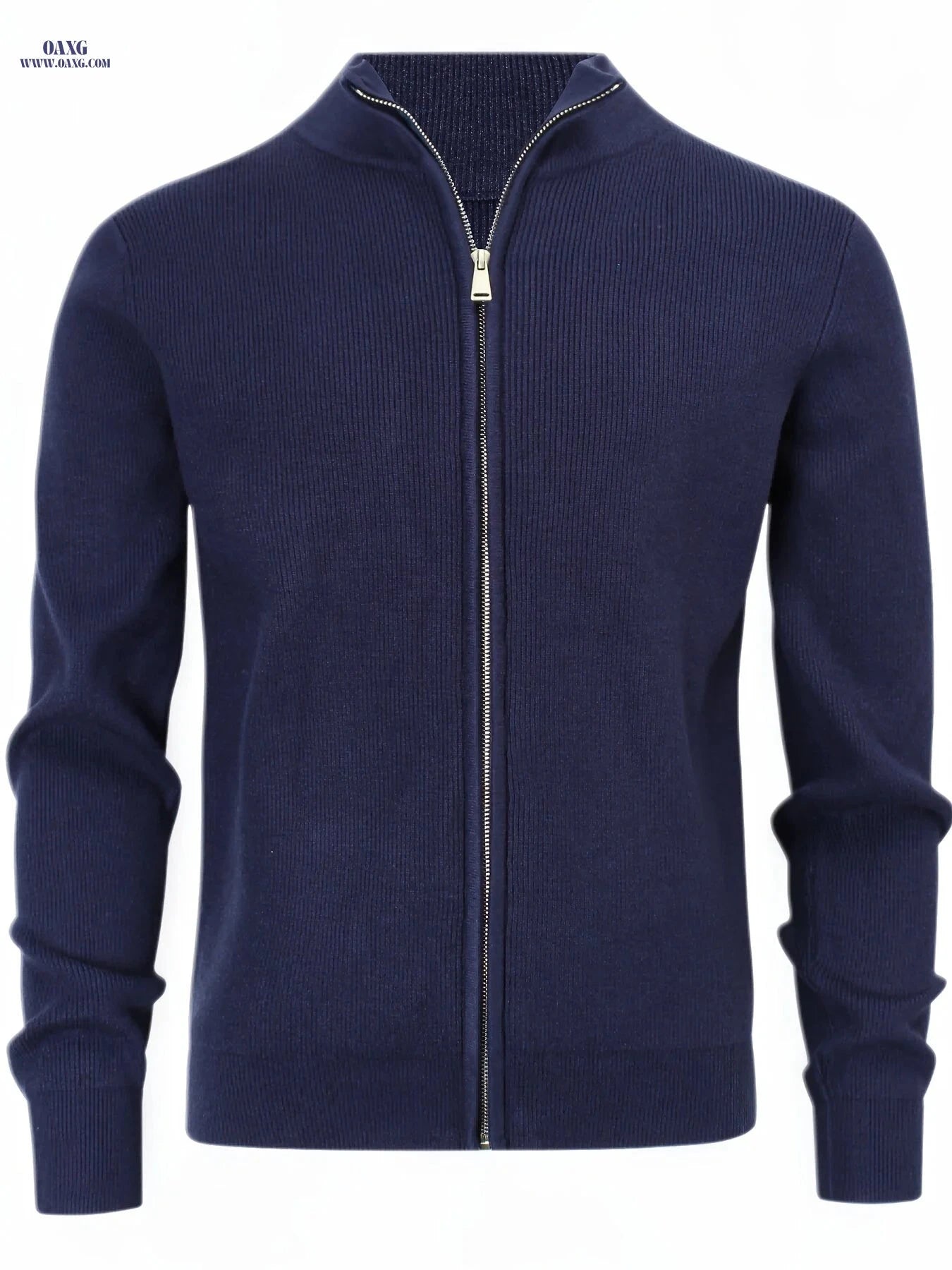 Men's Stand-Up Collar Zip-Up Cardigan - Casual Knit Sweater for Fall   OAXG Black / FR XS
