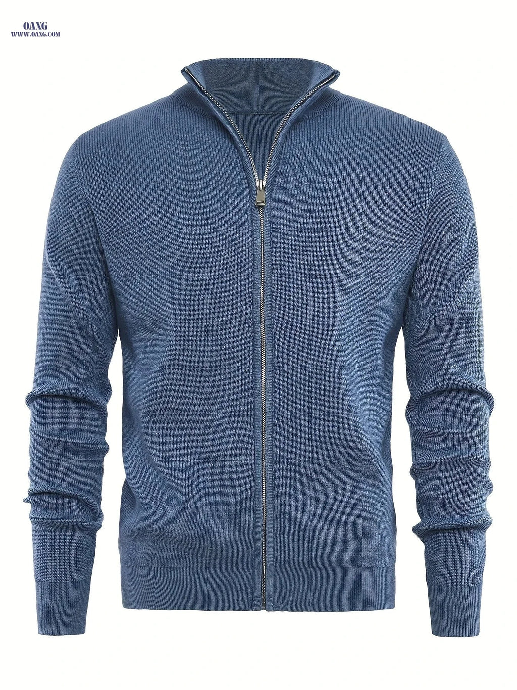 Men's Stand-Up Collar Zip-Up Cardigan - Casual Knit Sweater for Fall   OAXG Black / FR XS