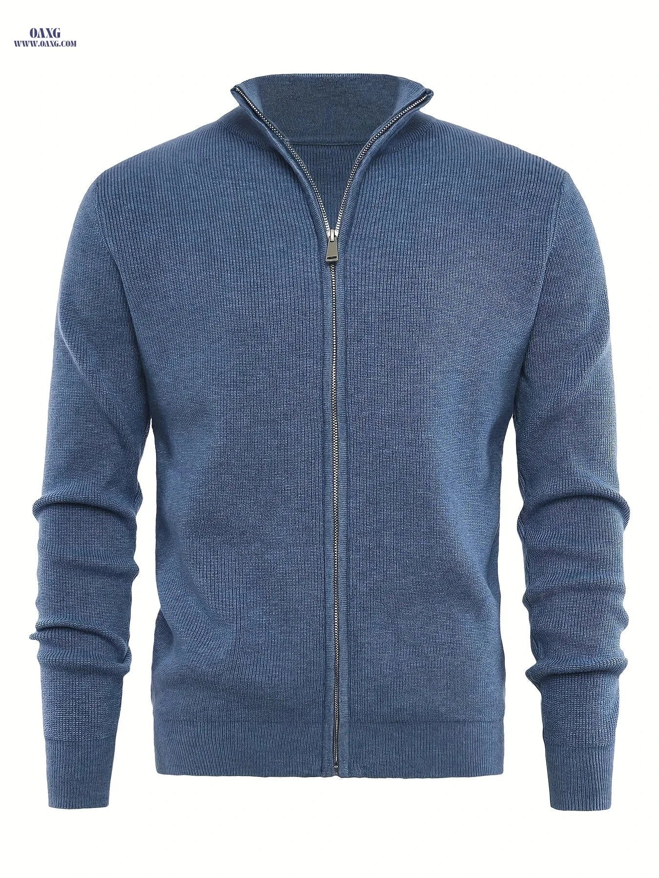 Men's Stand-Up Collar Zip-Up Cardigan - Casual Knit Sweater for Fall   OAXG Black / FR XS