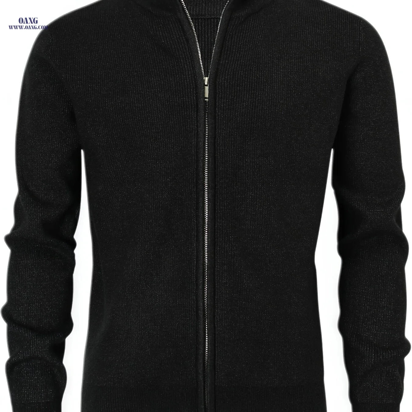 Men's Stand-Up Collar Zip-Up Cardigan - Casual Knit Sweater for Fall   OAXG Black / FR XS