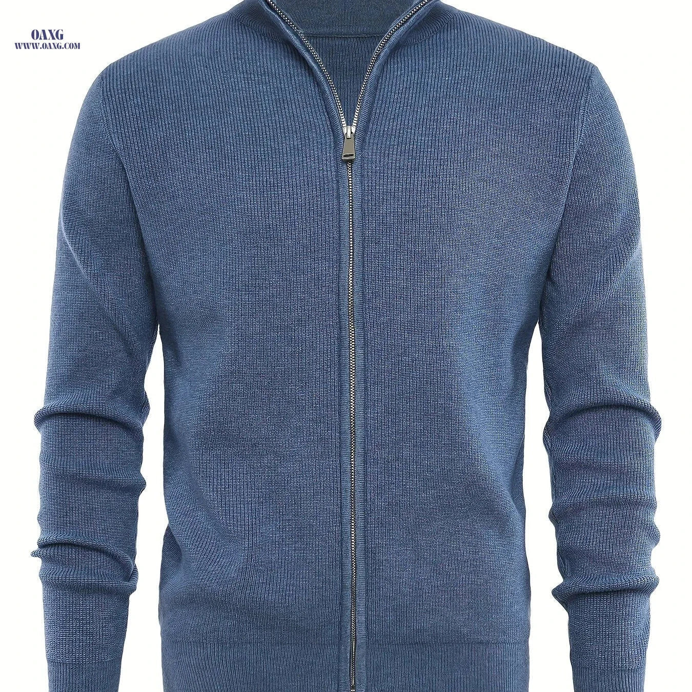 Men's Stand-Up Collar Zip-Up Cardigan - Casual Knit Sweater for Fall   OAXG 