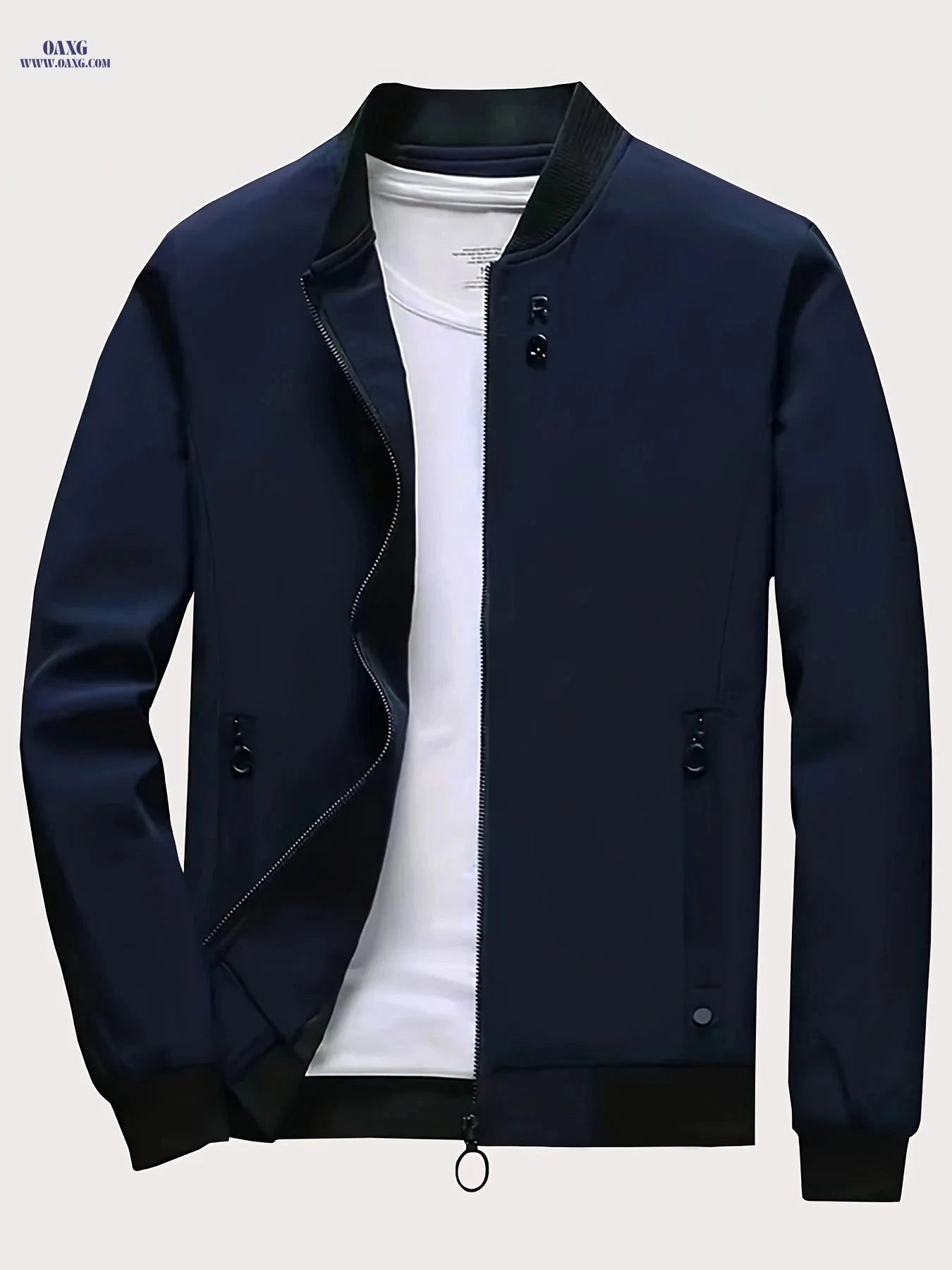 Men's Stand-up Collar Zipper Jacket - Stylish Casual Windbreaker   OAXG Silvery Grey / FR XS