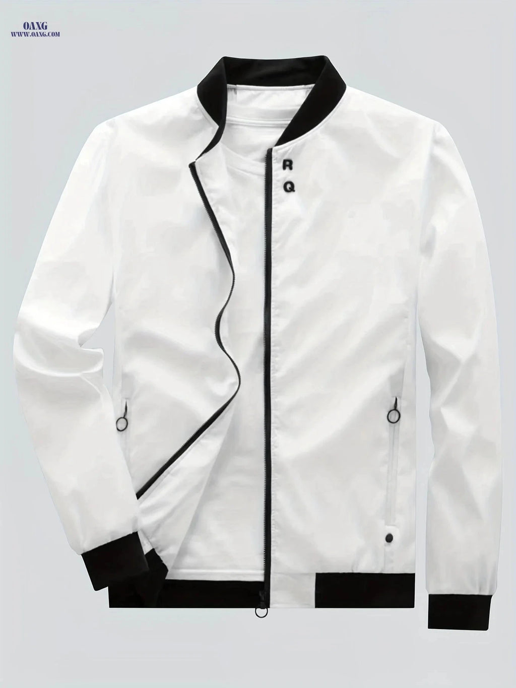 Men's Stand-up Collar Zipper Jacket - Stylish Casual Windbreaker   OAXG Silvery Grey / FR XS
