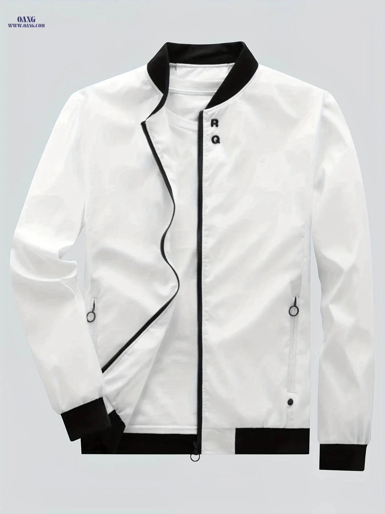 Men's Stand-up Collar Zipper Jacket - Stylish Casual Windbreaker   OAXG Silvery Grey / FR XS