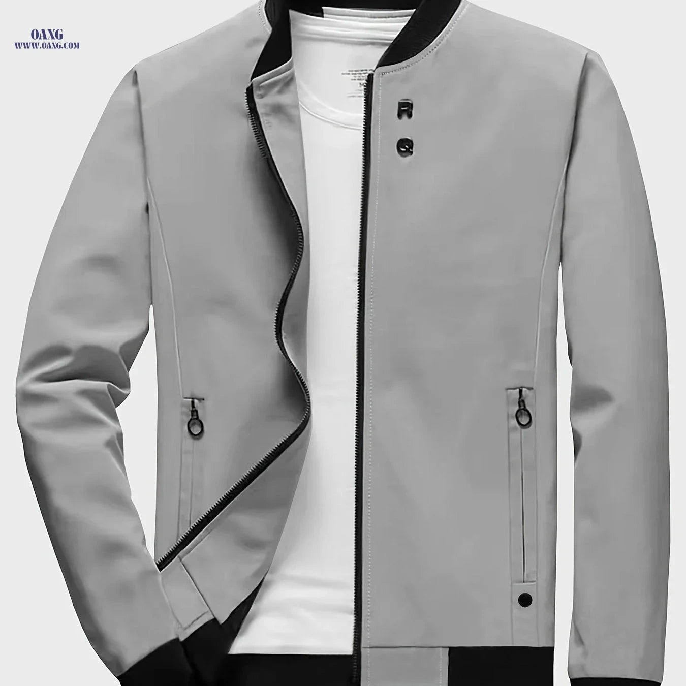 Men's Stand-up Collar Zipper Jacket - Stylish Casual Windbreaker   OAXG Silvery Grey / FR XS