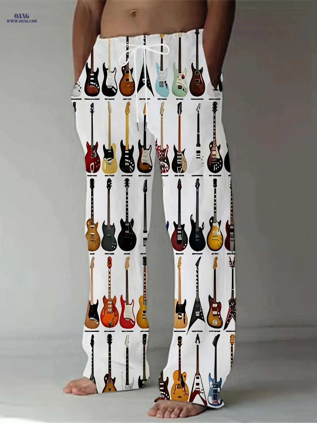 Men's Straight-Leg Sports Pants - Casual All Over Print Design   OAXG 