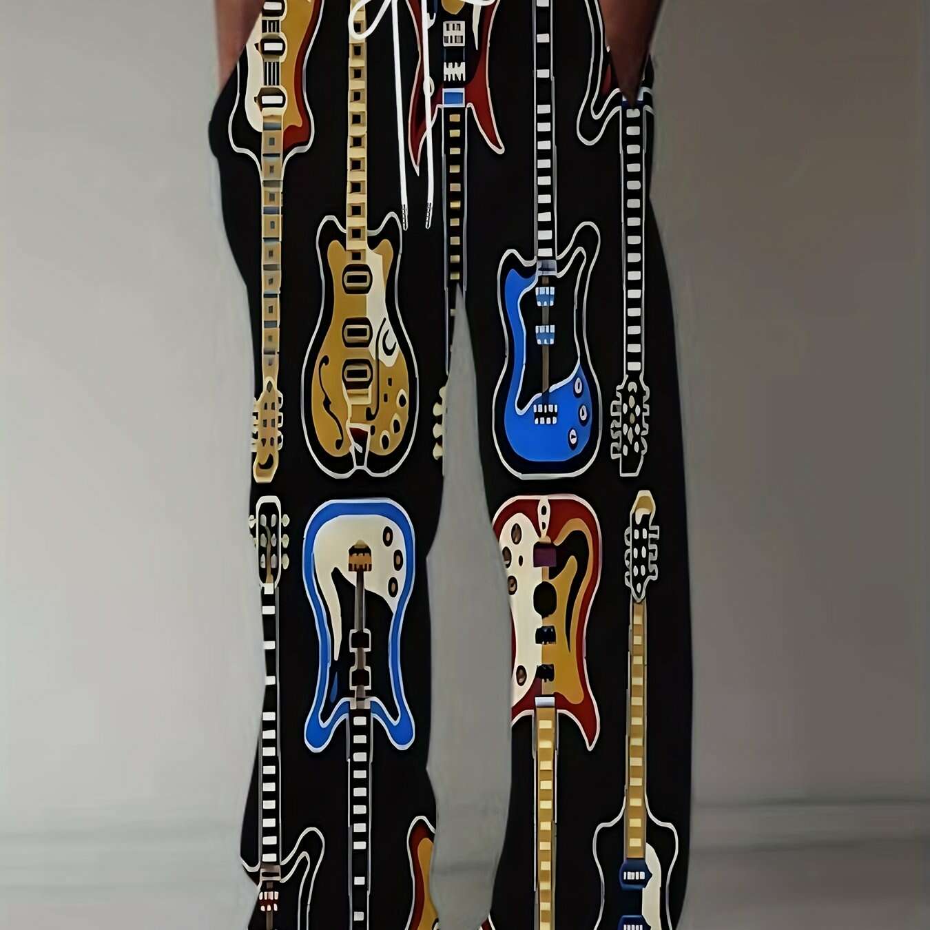 Men's Straight-Leg Sports Pants - Casual All Over Print Design   OAXG 