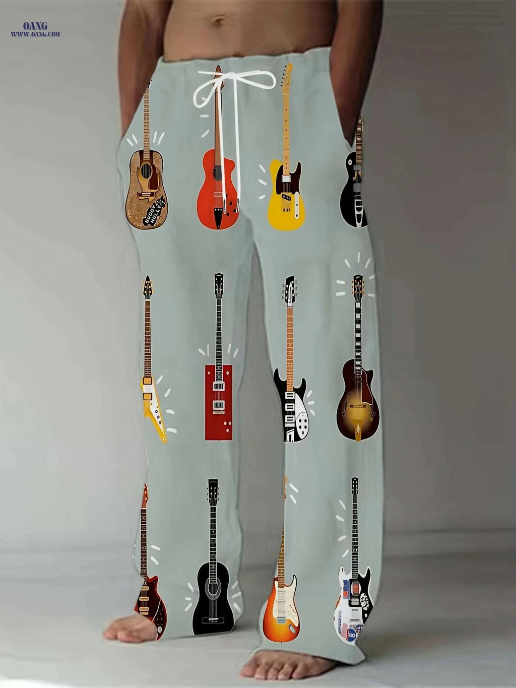Men's Straight-Leg Sports Pants - Casual All Over Print Design   OAXG 