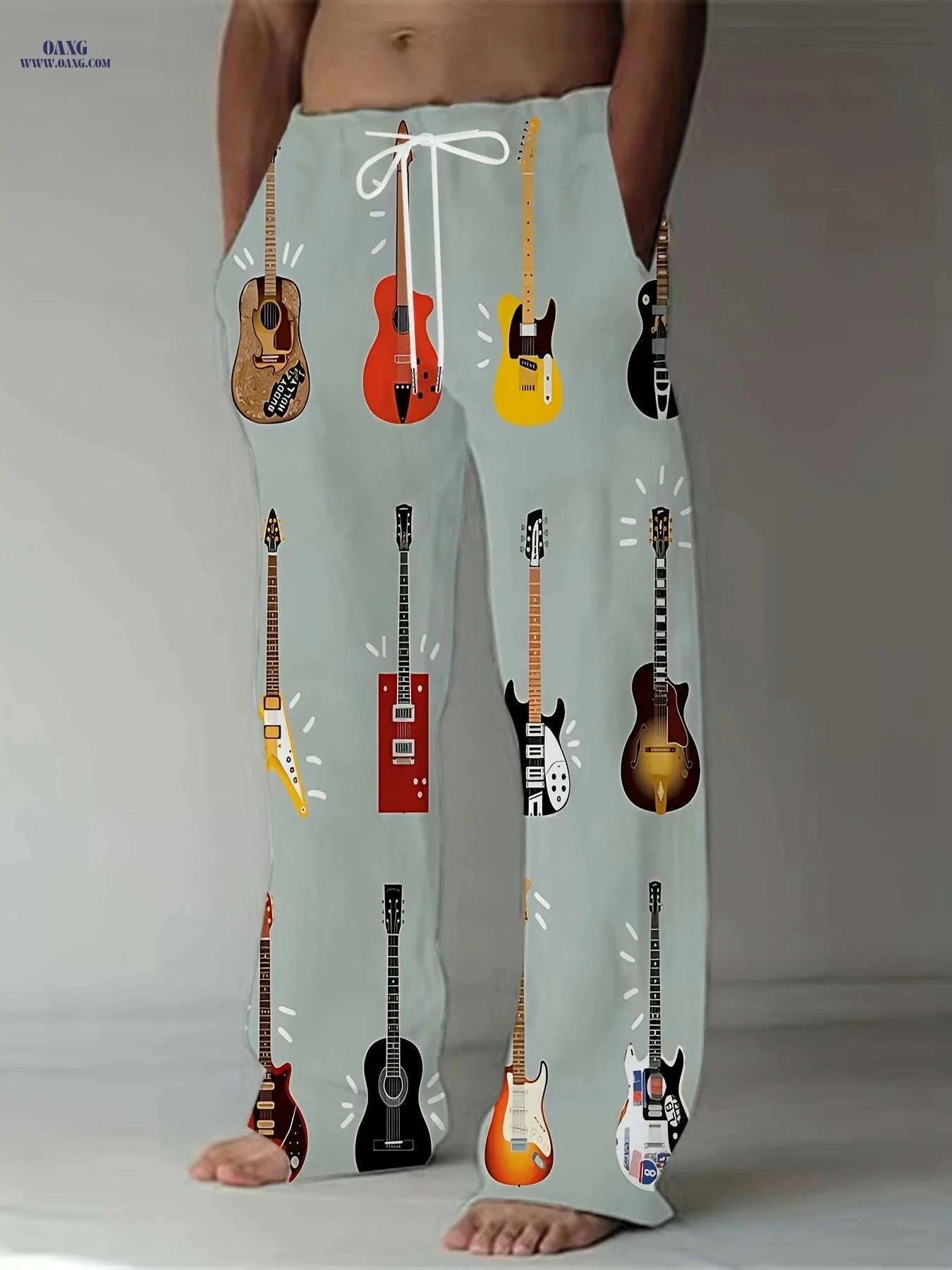 Men's Straight-Leg Sports Pants - Casual All Over Print Design   OAXG 